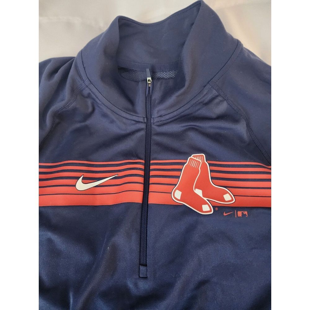 NIKE DRI FIT RED SOX 1/4 ZIP SLIM FIT WOMENS SHIRT SIZE MEDIUM BLUE NEW TAGS - Picture 2 of 4